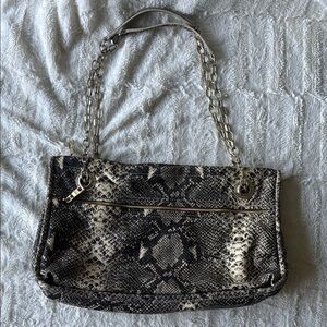 DKNY Black and Cream Shoulder Bag